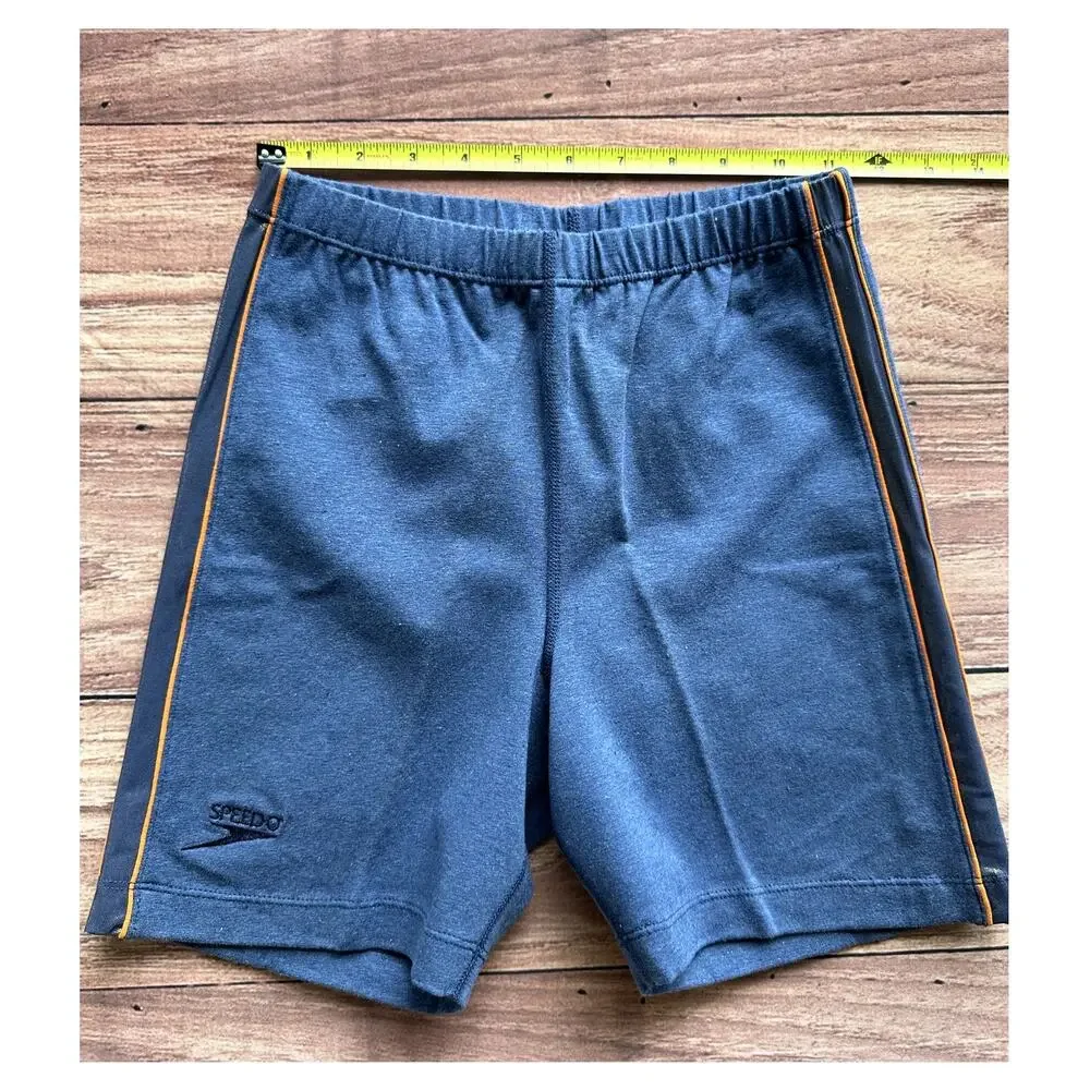 Vintage 80s 90s Speedo Cycling Bike Shorts Navy Orange Metallic Stripe Medium